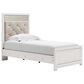 Ashley Altyra Twin Panel Bed in White with LED Headboard, , large