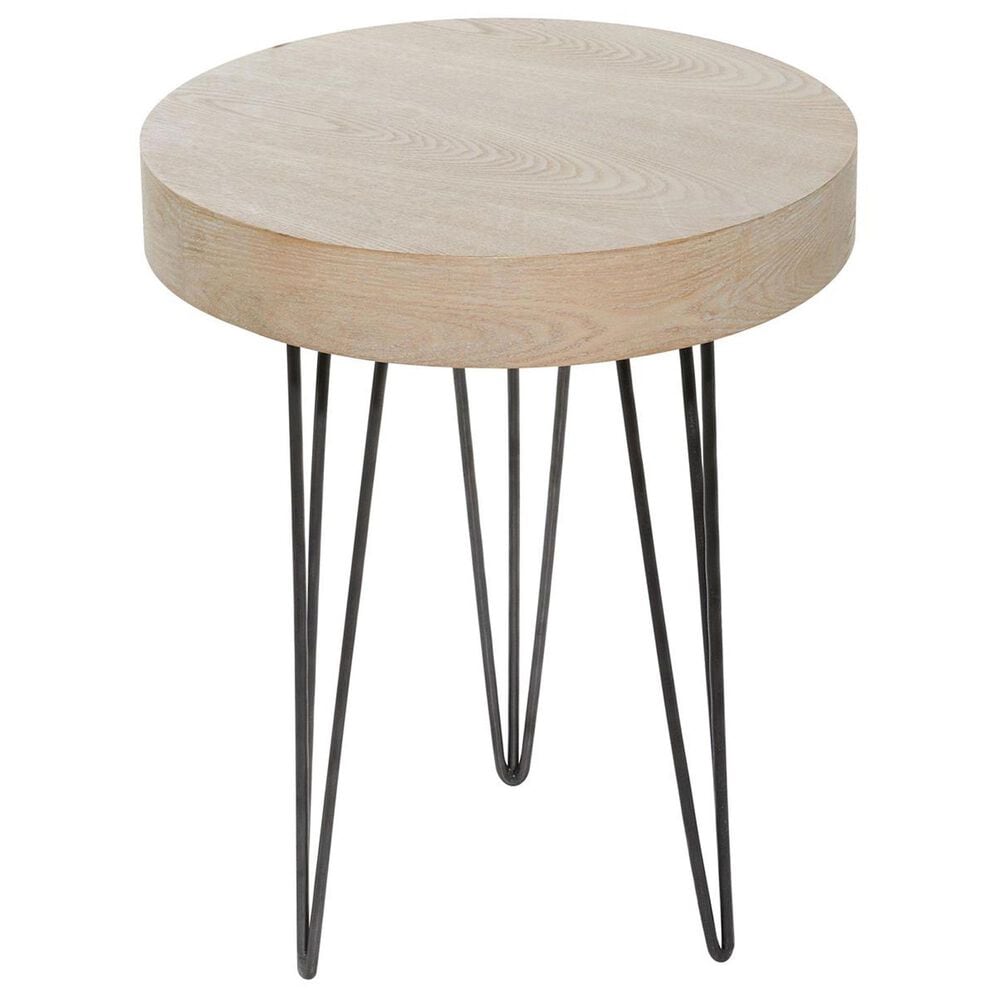 Maple and Jade Round Accent End Table in Brown and Black, , large