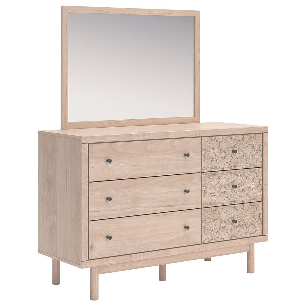 Ashley Arloster 6-Drawer Dresser and Mirror in Tan, , large