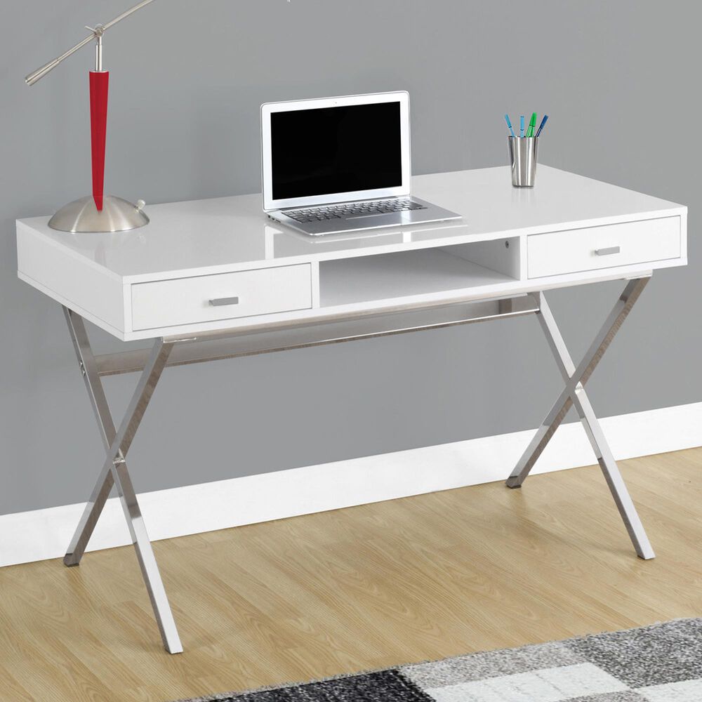Glideaway 48" Modern Laptop Table in Gloss White, , large