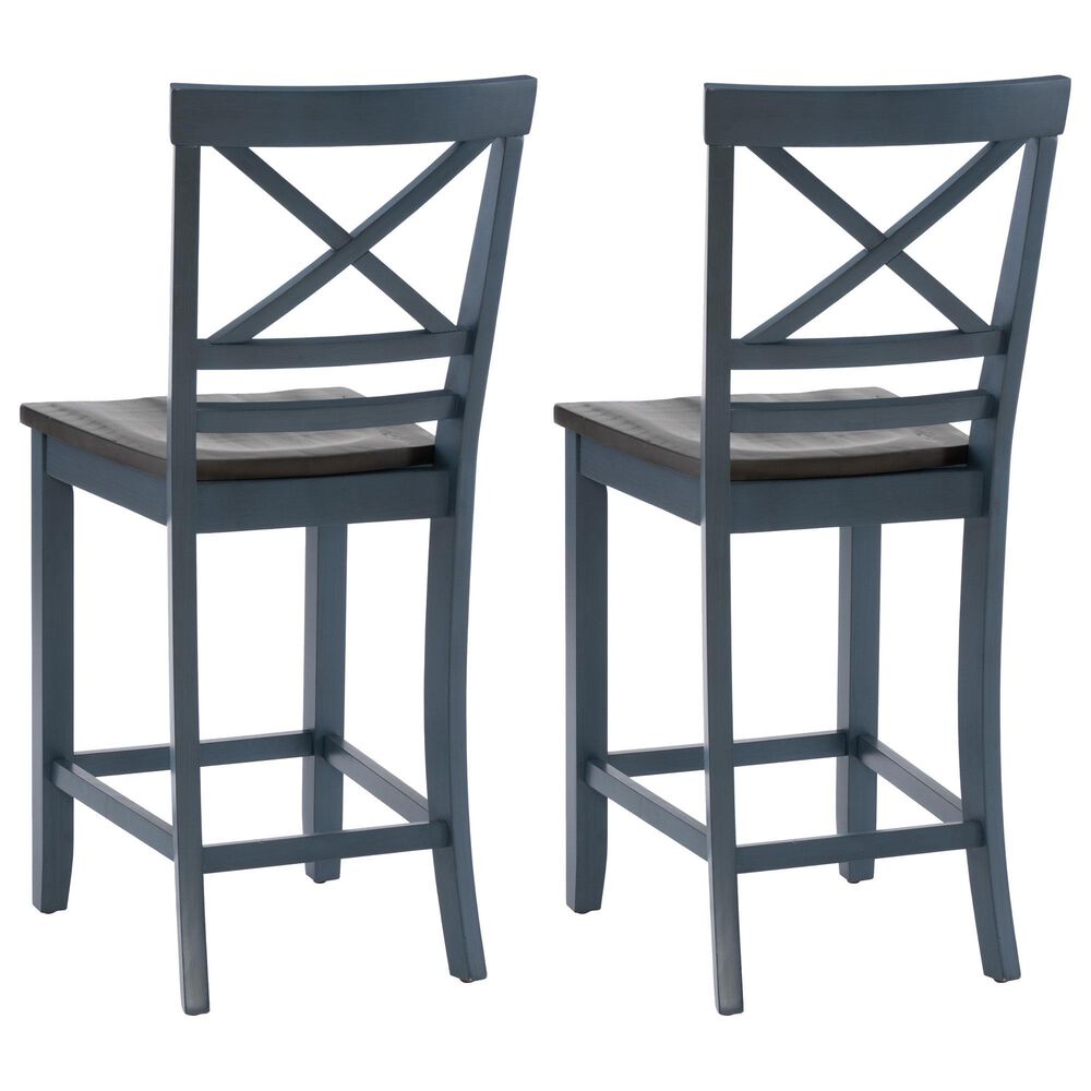 Linon Home Decor Aliza Counter Stool in Blue and Dark Grey (Set of 2), , large