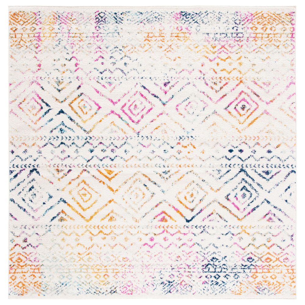 Safavieh Tulum TUL267E 6"7" Square Ivory and Fuchsia Area Rug, , large