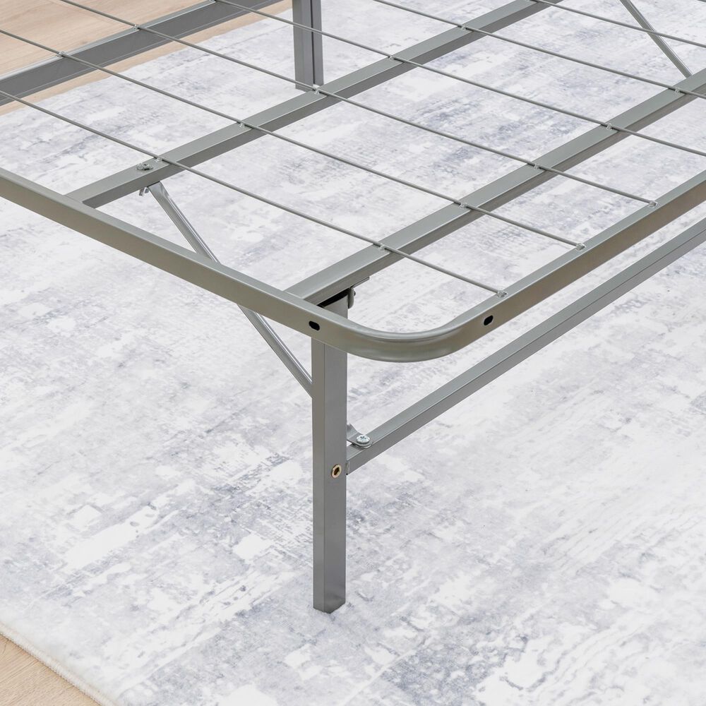 Linon Home Decor Franson King Folding Platform Bed Frame in Dark Pewter, , large