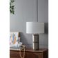 A&B Home Hammered Table Lamp with Collapsible Shade in Gray and Silver, , large