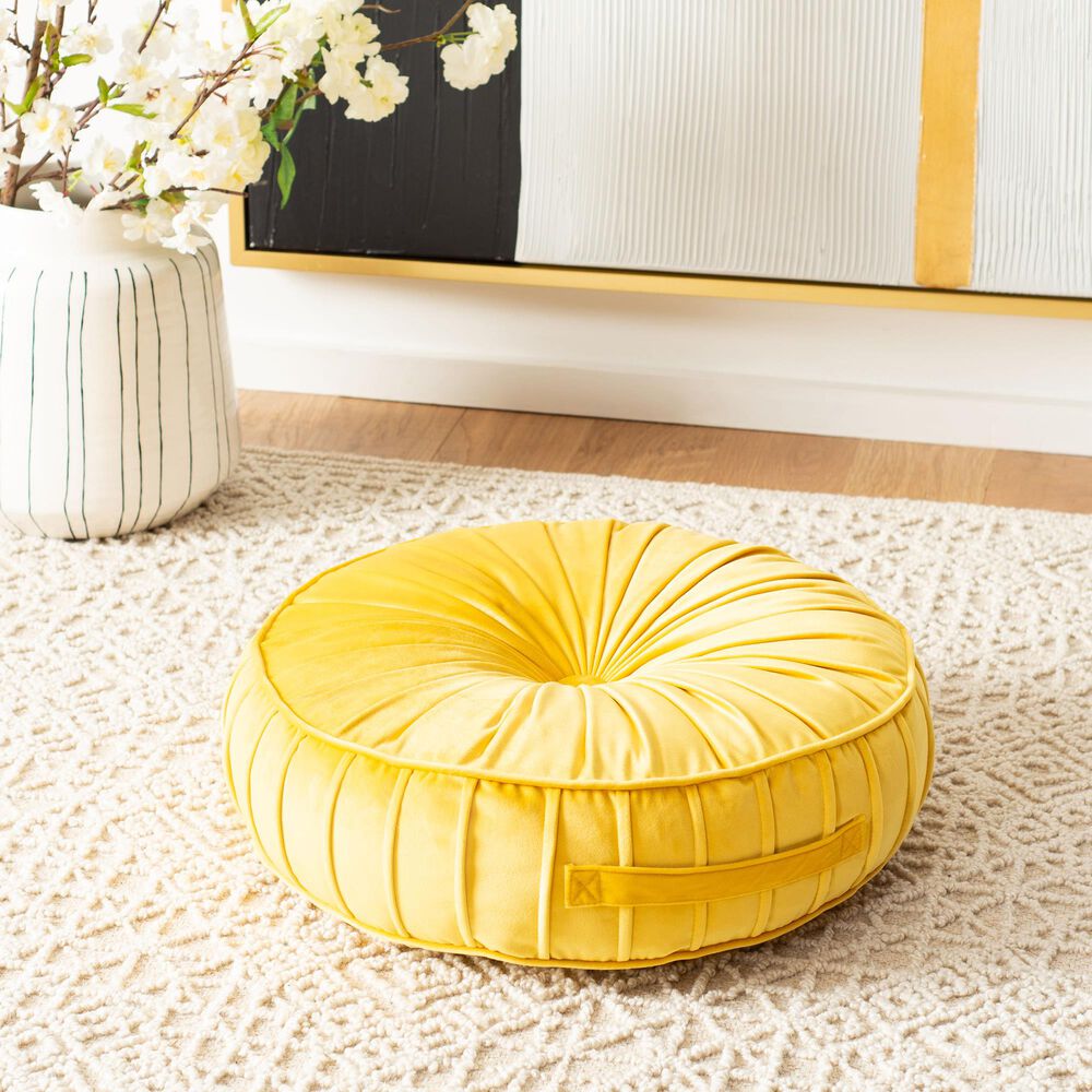 Safavieh Clary 18&quot; Floor Pillow in Mustard, , large