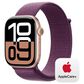 Apple Watch Series 10 GPS + Cellular 46mm Rose Gold Aluminum Case with Plum Sport Loop, , large