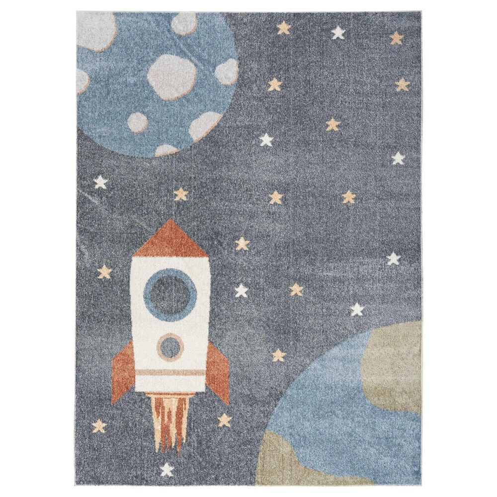 Nourison Astra Machine Washable 3"3" x 5" Sky Blue Kids Rug, , large
