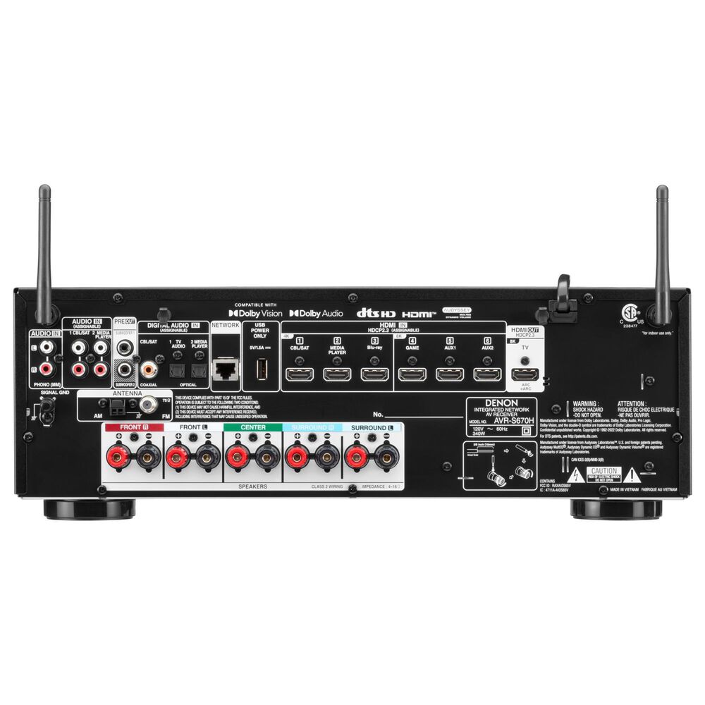 Denon VR-S670H 5.2 Channel 8K Home Theater Receiver with Polk Audio 5 Speaker Surround, , large