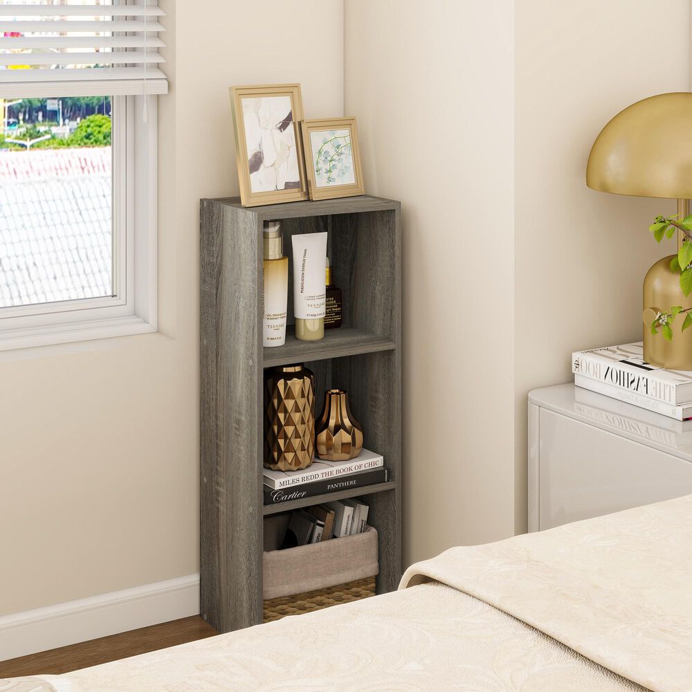 HOMLUX 3-Tier Bookcase with Decorative Open Shelves in French Oak, , large