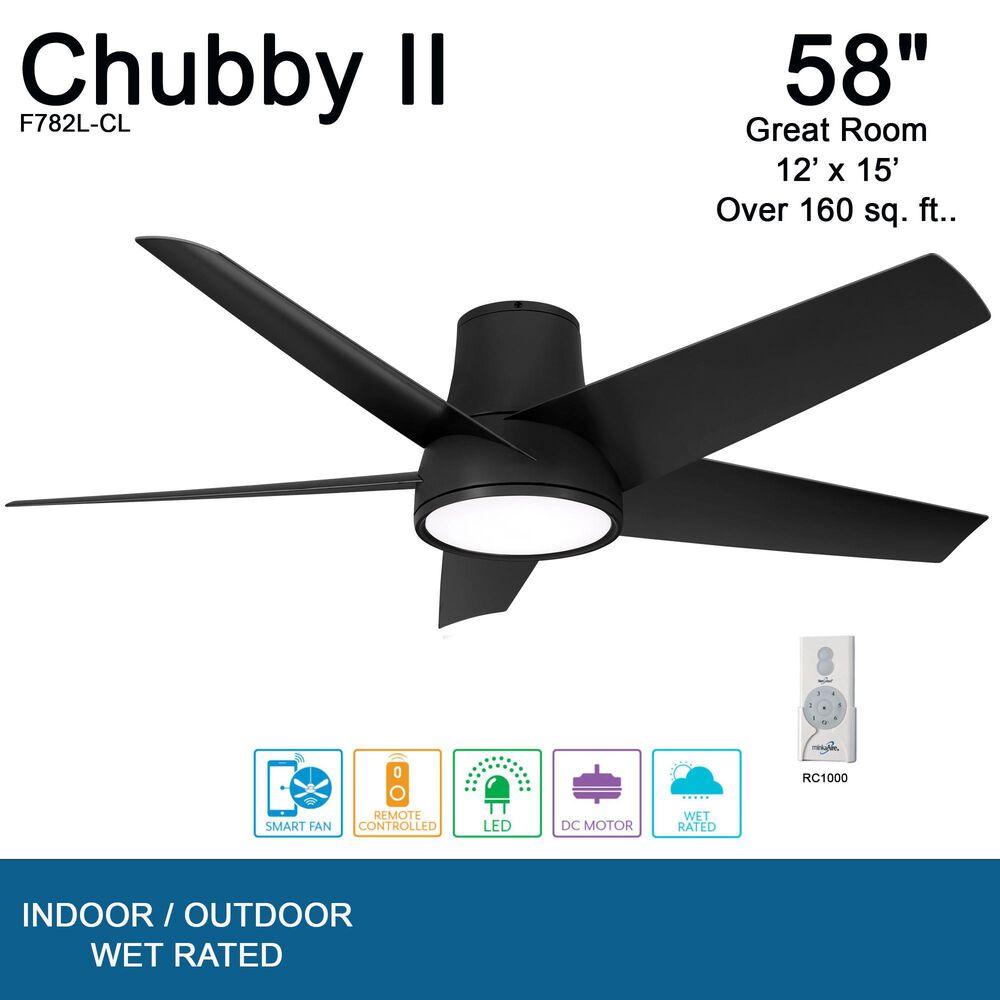 Minka-Aire Chubby II 58" Smart Indoor/Outdoor Ceiling Fan in Coal, , large