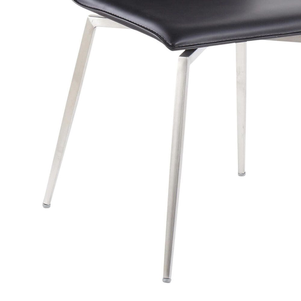 Lumisource Mason Swivel Side Chair with Black Upholstered in Brushed Stainless Steel (Set of 2), , large