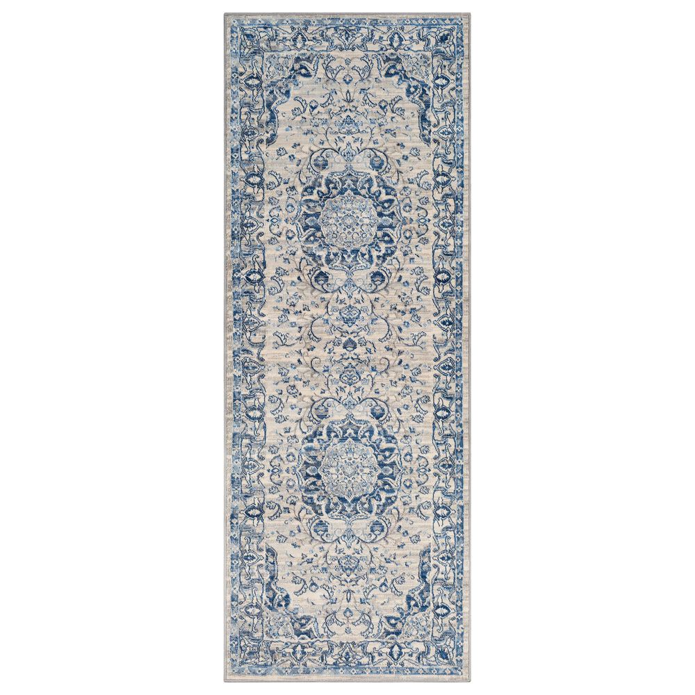 Surya Monaco MOC-2318 2'6" x 8' Navy, Silver Gray and Cream Runner, , large
