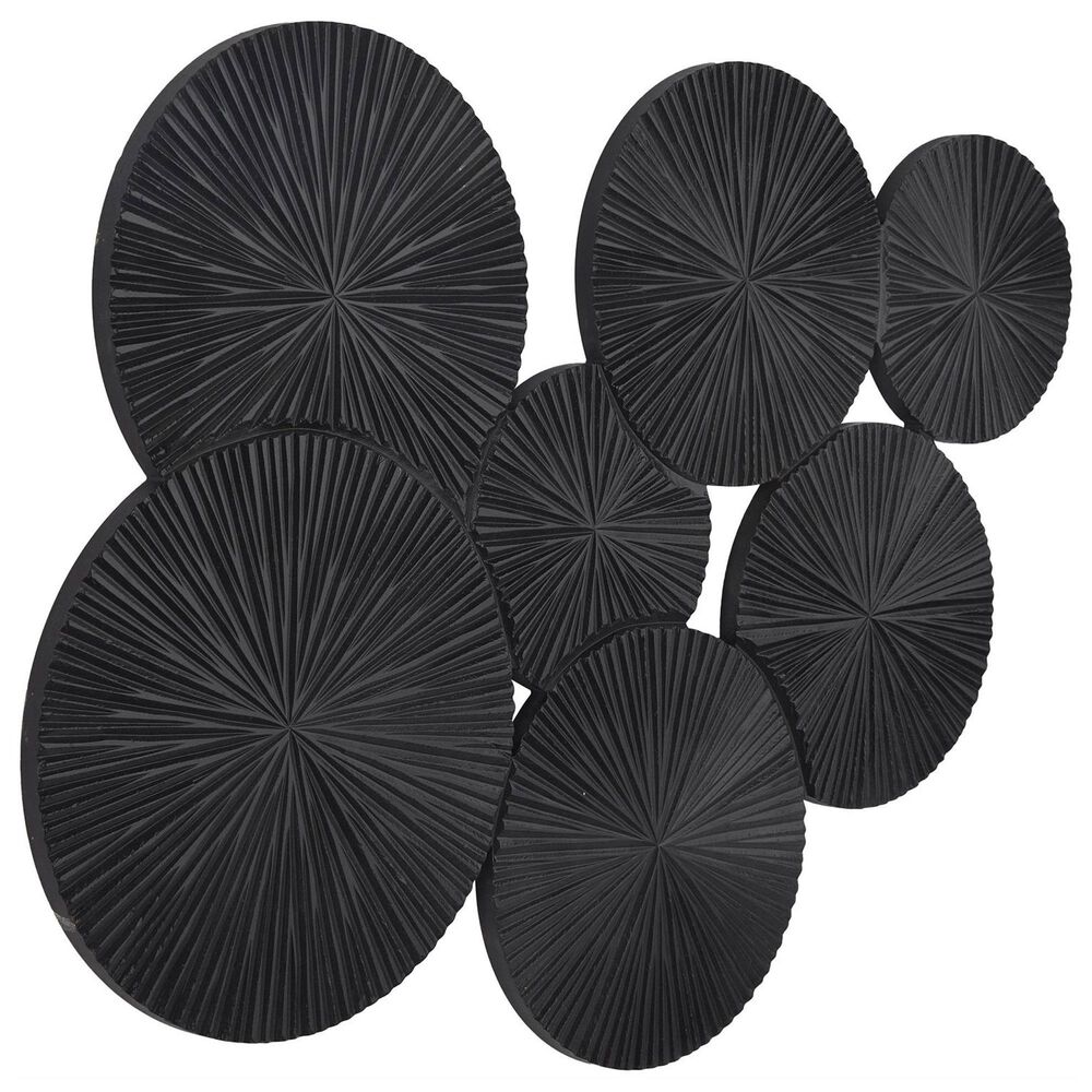 Maple and Jade 39&quot; x 53&quot; Plate Carved Pinwheel Home Wall Decor in Black, , large