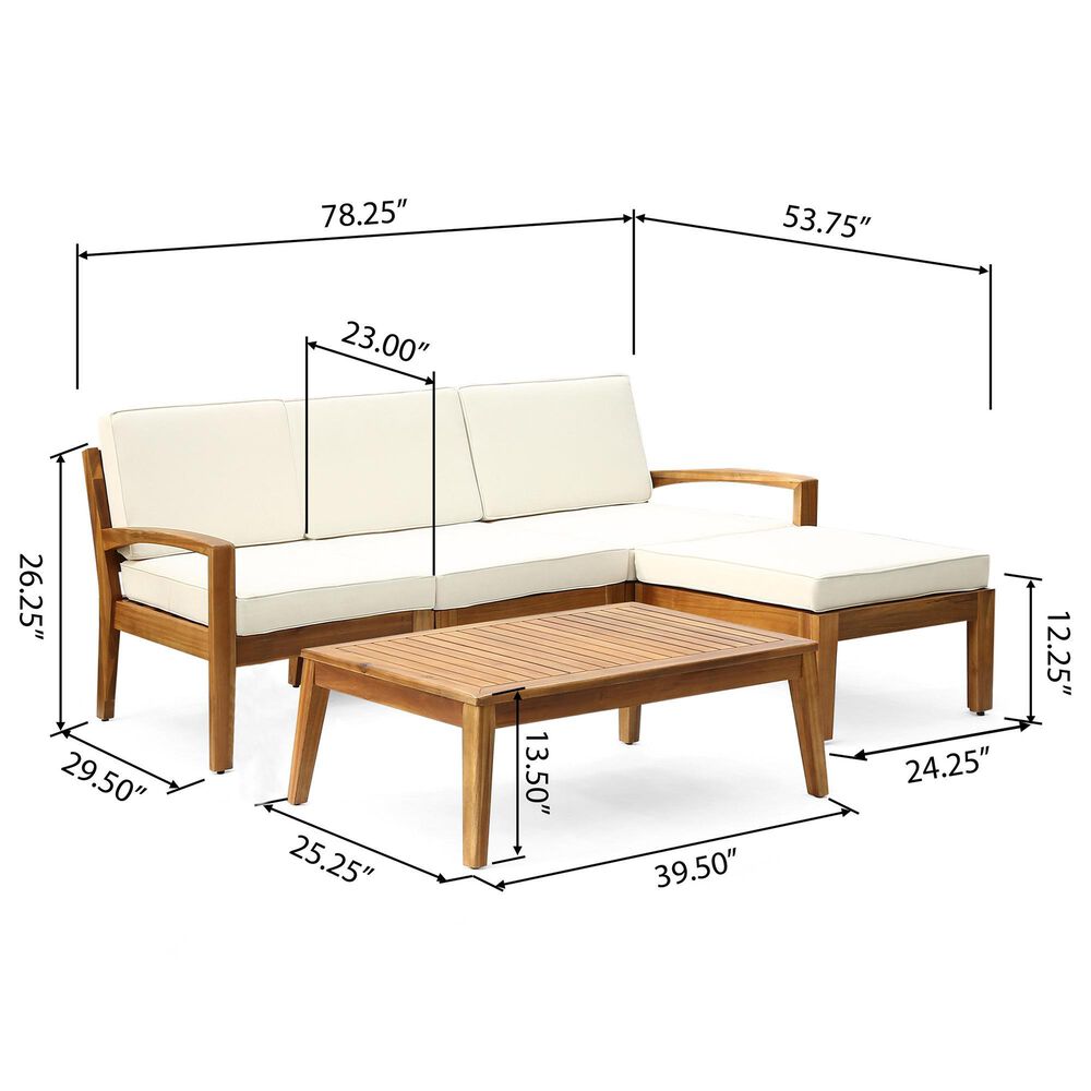 Noble House Wilcox 5-Piece Patio Sectional Sofa Set in Beige, , large