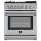 Forno Lazio 30" Freestanding Dual Fuel Range in Stainless Steel, , large