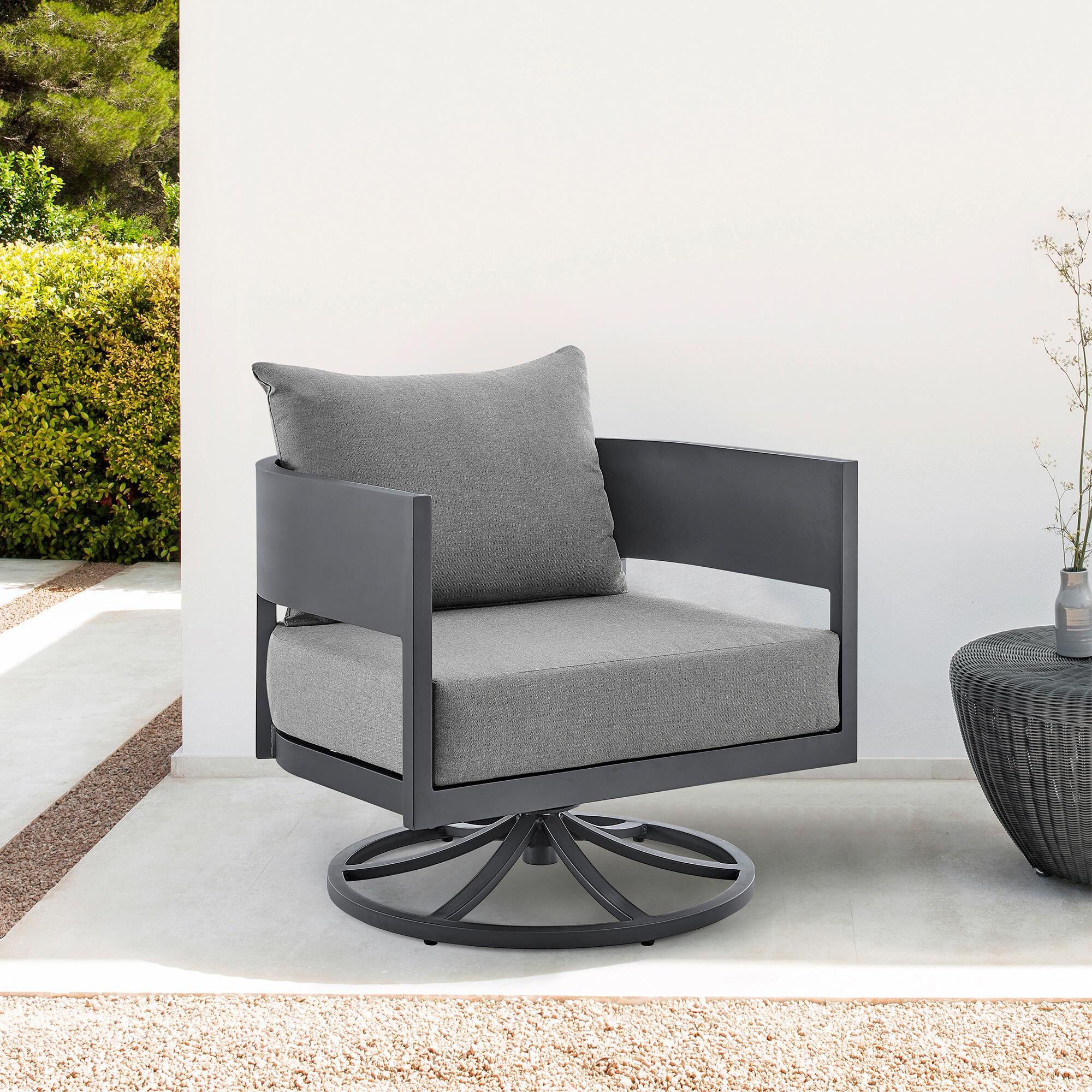 Blue River Argiope Patio Swivel Rocking Chair in Dark Grey NFM