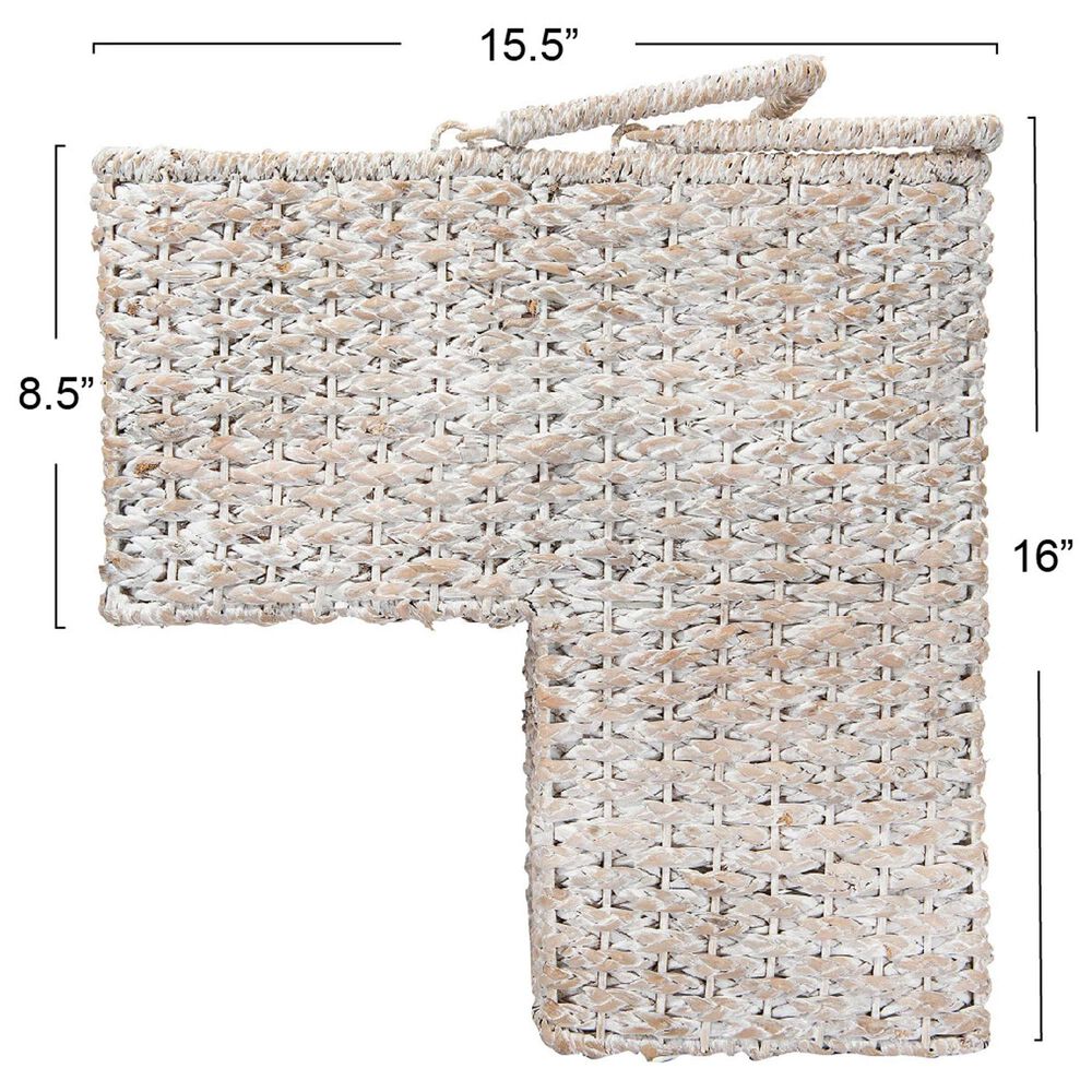 Creative Coop Braided Bankuan Stair Basket with Handles in Whitewash, , large
