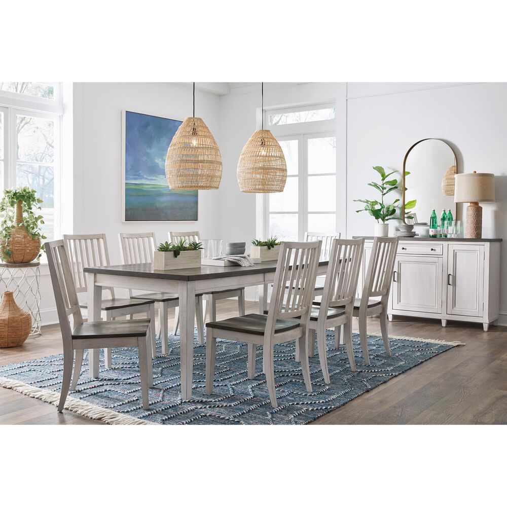 Riva Ridge Caraway Dining Table with 1-18" Leaf and 6 Dining Side Chairs in Aged Ivory and Medium Finish, , large