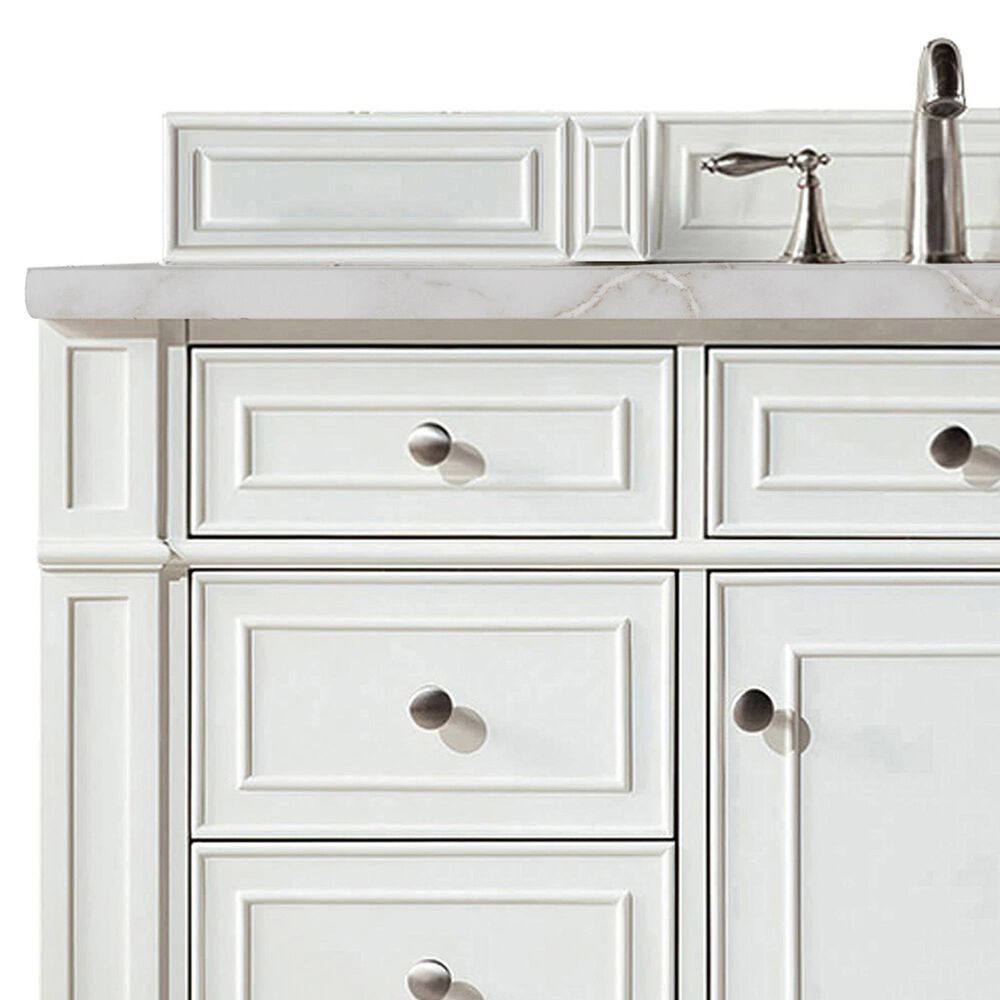 James Martin Vanities Bristol 48&quot; Single Bathroom Vanity in Bright White with 3 cm Victorian Silver Quartz Top and Rectangular Sink, , large