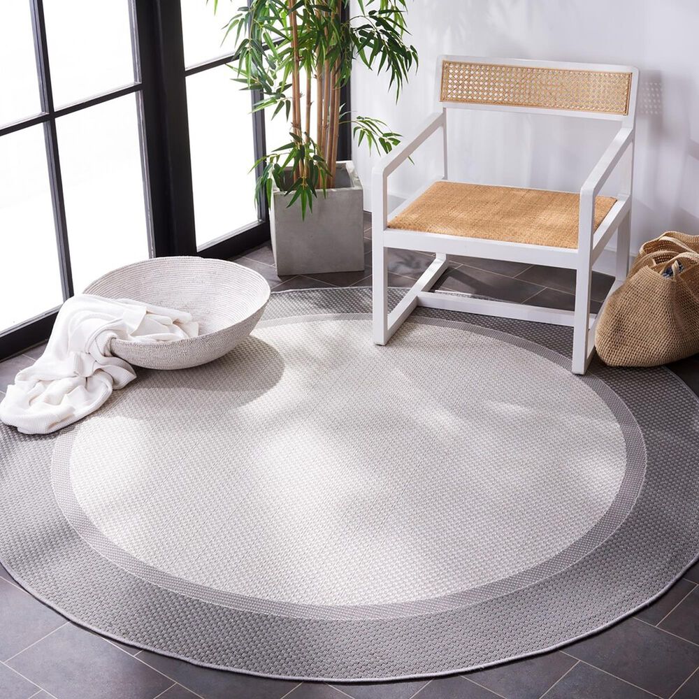 Safavieh Martha Stewart Cyprus 6&#39;7&quot; Round Ivory and Charcoal Area Rug, , large