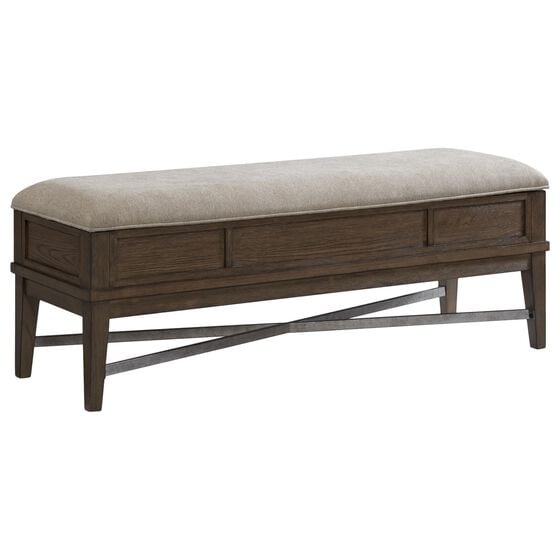 Hawthorne Furniture Preston 52in Storage Bench in Weathered Vintage Oak