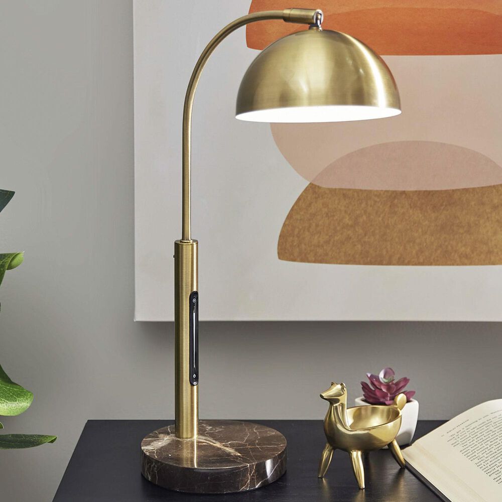 37B Bolton LED Desk Lamp with Smart Switch in Antique Brass and Brown, , large