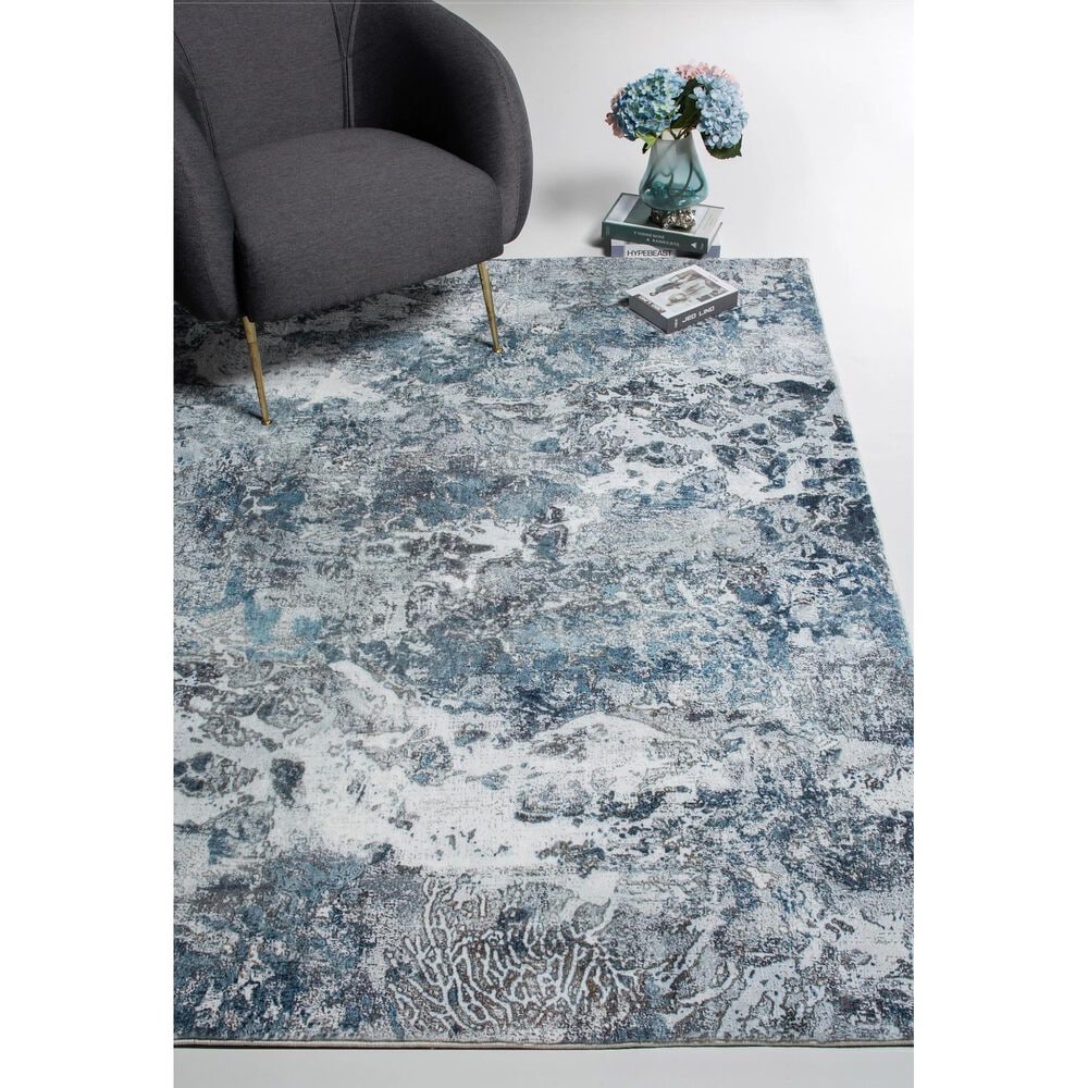 Kas Oriental Rugs Roxy Galaxy 7&#39;6&quot; x 10&#39; Grey and Blue Area Rug, , large