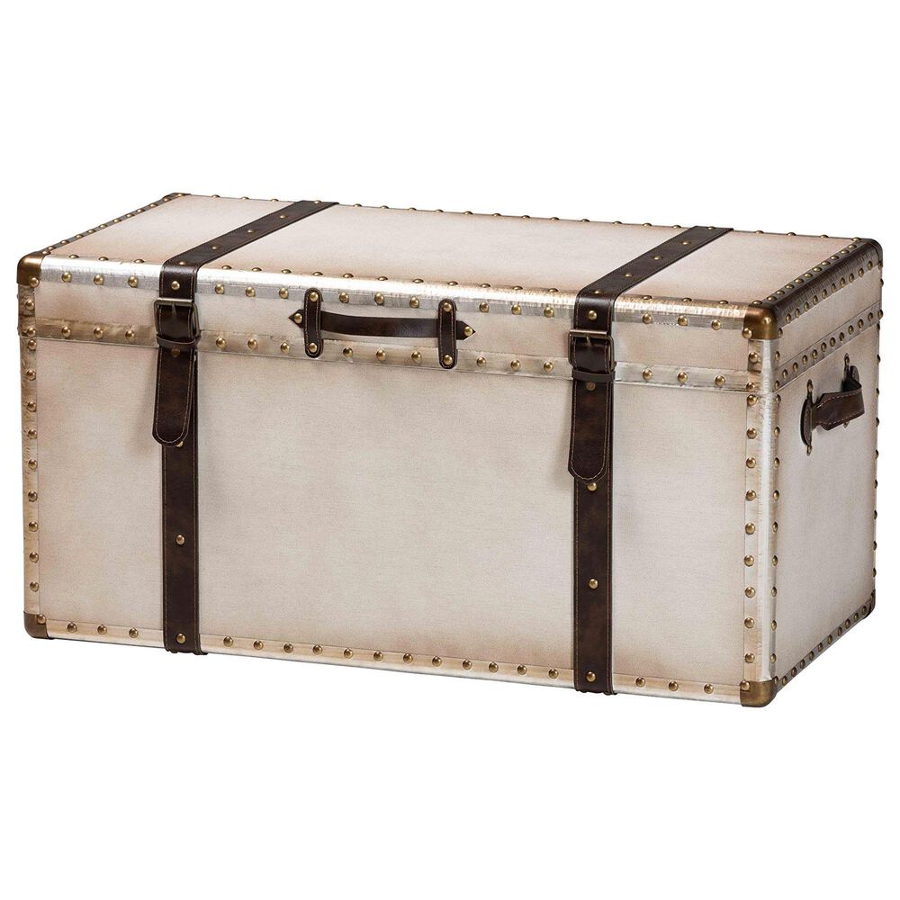 Baxton Studio Nevio Lift-Top Storage Trunk in Weathered White, , large