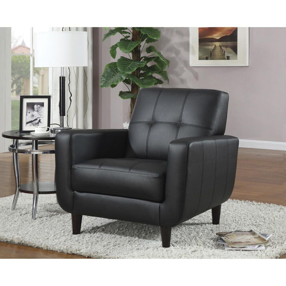 Living Essentials Contemporary Accent Chair with Track Arms in Black, , large