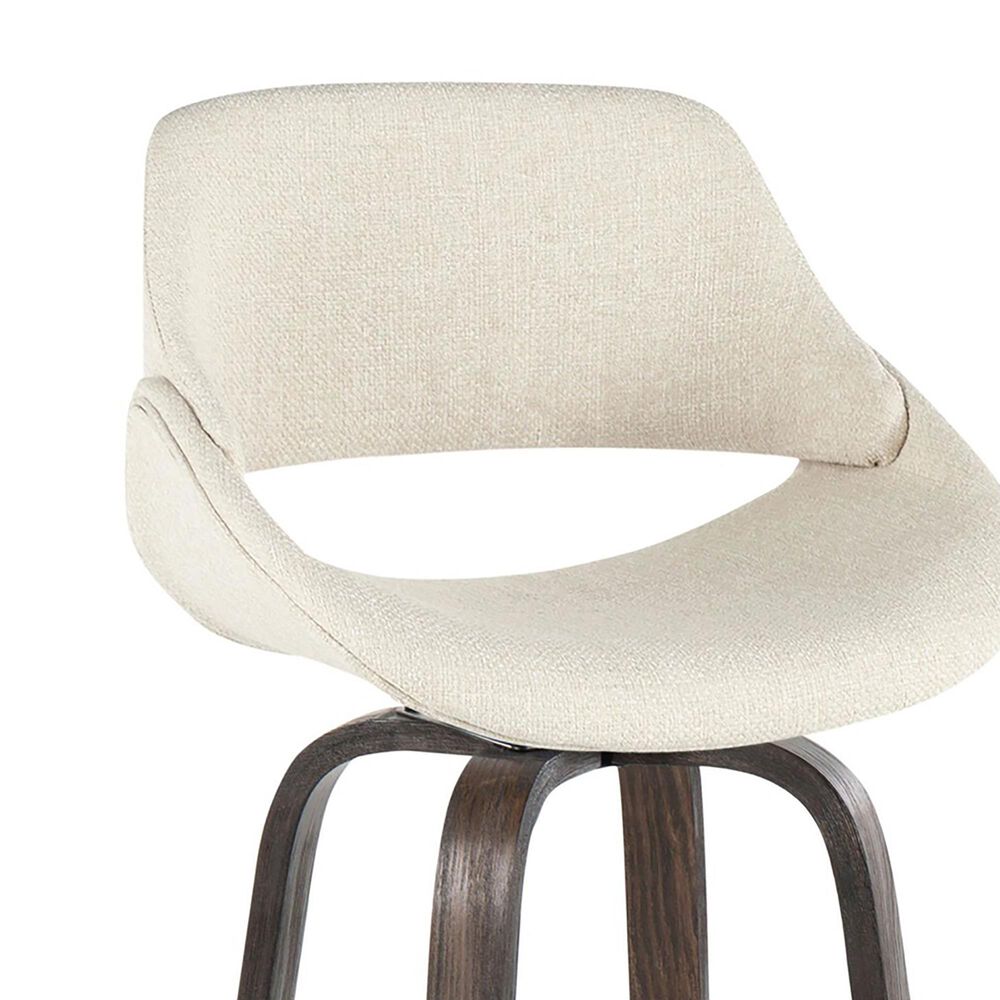 LumiSource Fabrico 30" Swivel Fixed-Height Bar Stool with Cream Noise Fabric Upholstery in Black and Glazed Walnut (Set of 2), , large