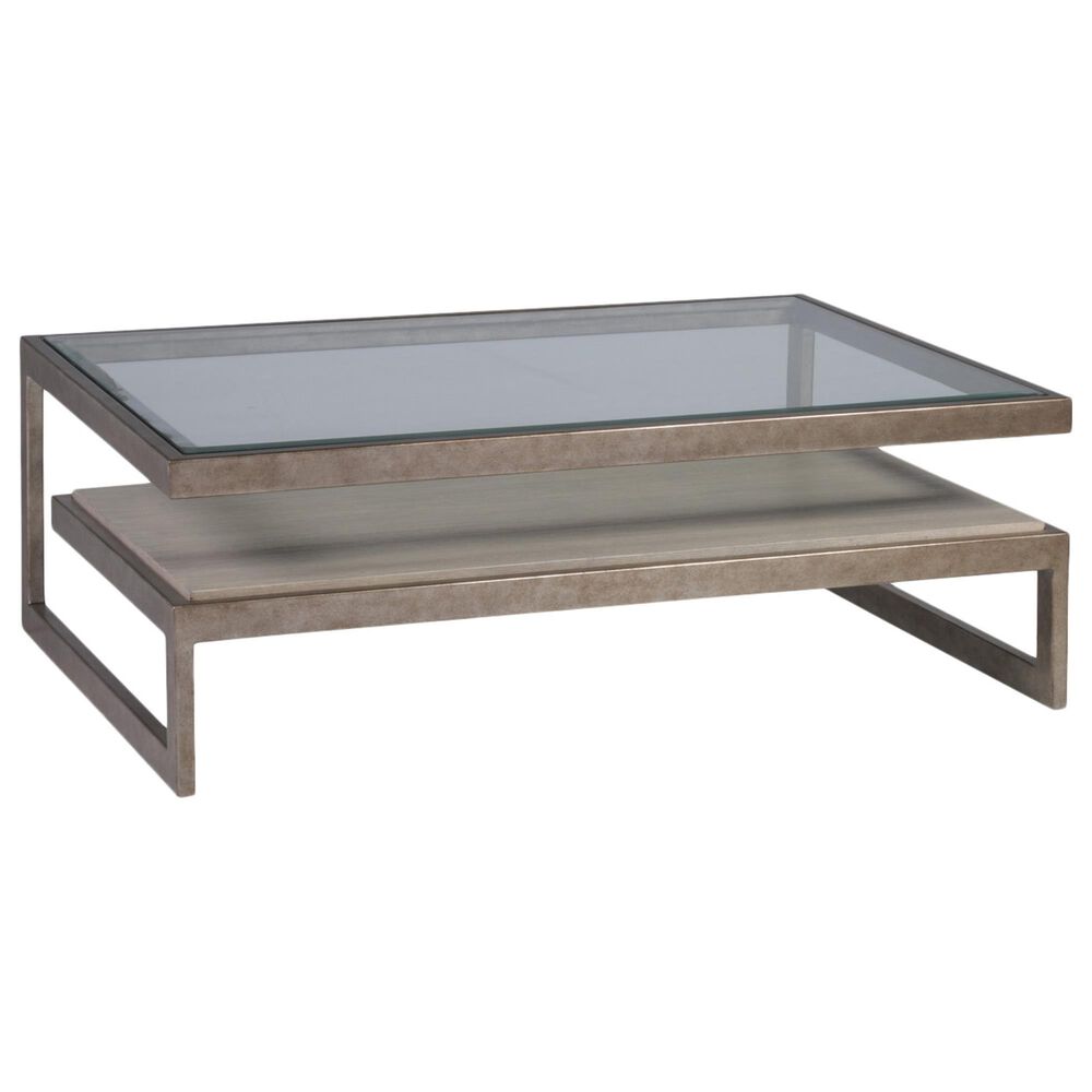 Artistica Metal Soiree Cocktail Table in Antique Silver Leaf and White Oak, , large
