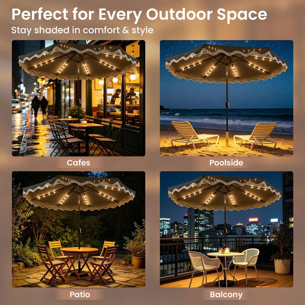 HOMLUX 10' Patio Umbrella with Lights in Dark Gray, , large