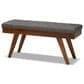 Baxton Studio Alona Dining Bench with Medium Grey Cushion in Walnut Brown, , large