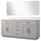 Lexora Home Abbey 72" Double Bathroom Vanity in White Oak with 2 cm White Carrara Marble Top, Rectangular Sinks and 70" Mirror, , large