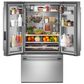 KitchenAid 4-Piece Kitchen Package with 31 Cu. Ft. French Door Refrigerator and 5 Cu. Ft. Smart Freestanding Gas Range in Stainless Steel, , large