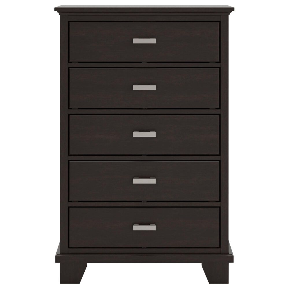 Ashley Covetown 5-Drawer Chest in Dark Brown, , large