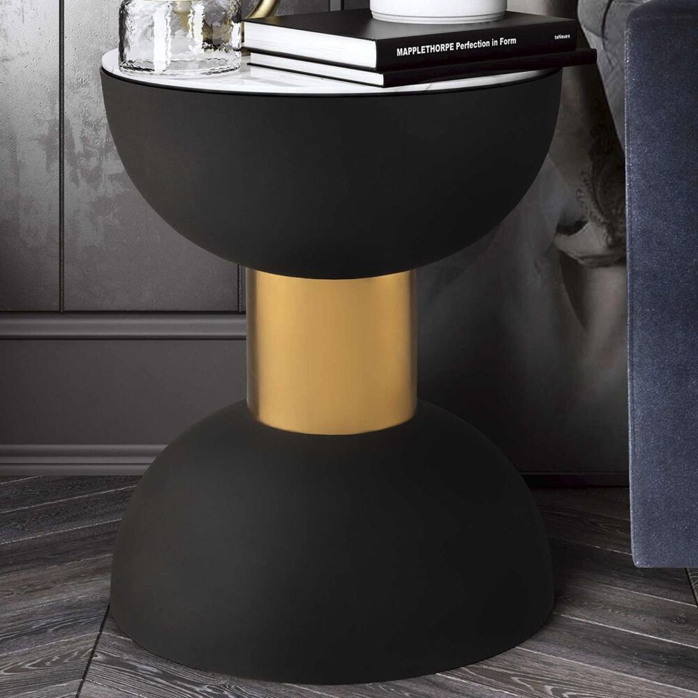 Tov Furniture Taper Side Table in Black and Gold, , large