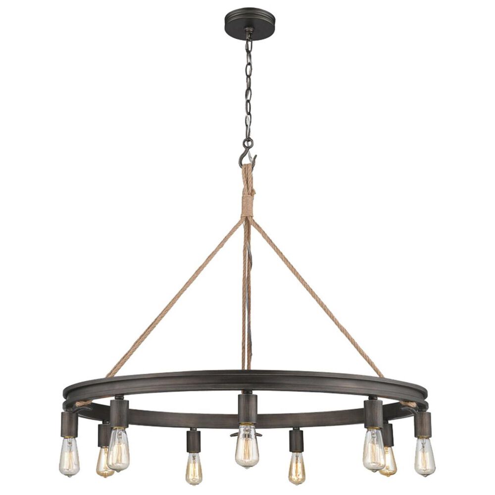 Golden Lighting Chatham 9-Light Chandelier in Gunmetal Bronze and Rope, , large