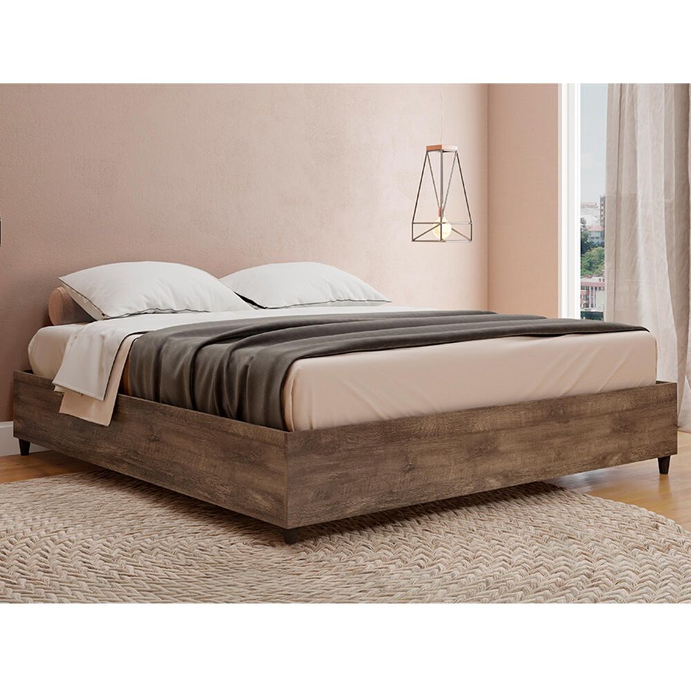 International Home Miami Midtown Concept King Platform Bed in Distressed Brown, , large