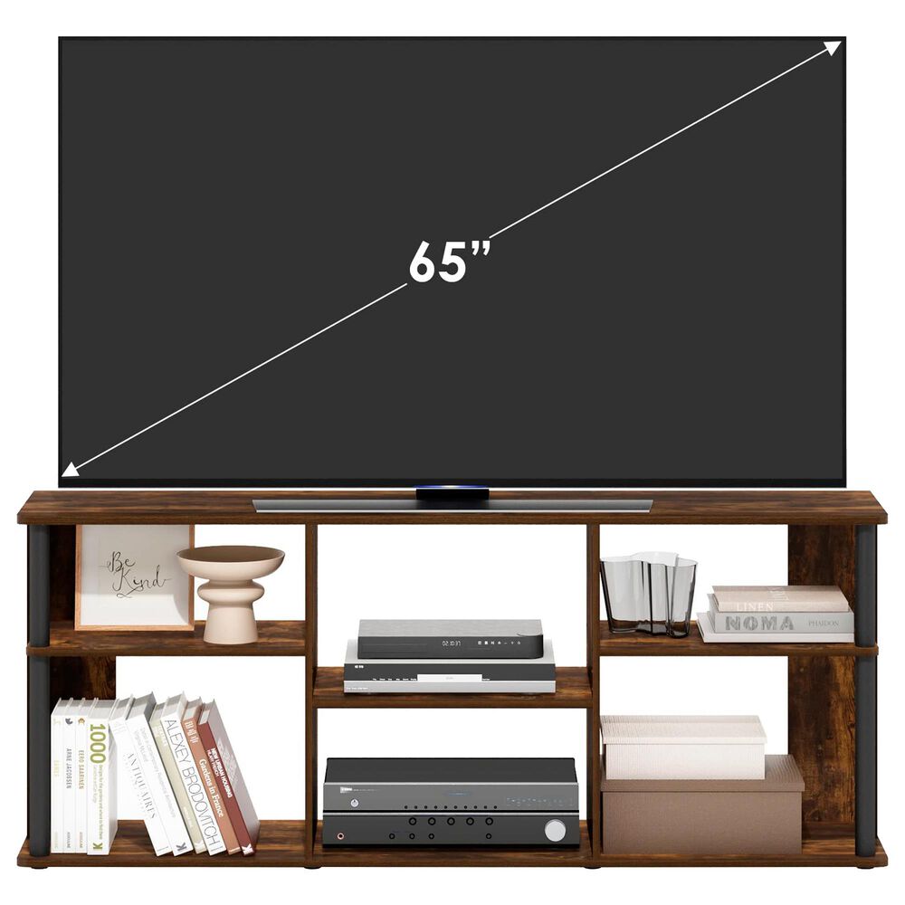 HOMLUX 58" TV Stand in Amber Pine and Black, , large