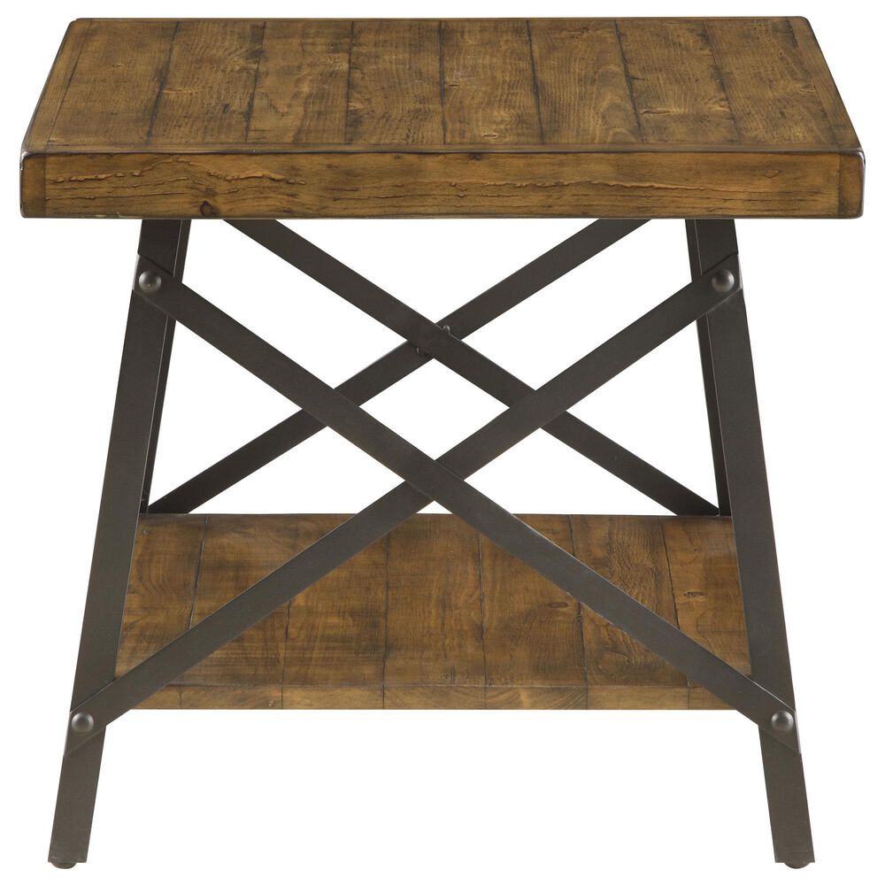 Golden Wave Furniture Chandler End Table in Pine Brown and Steel Gray, , large