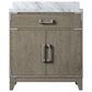 Lexora Home Laurel 30" Single Bathroom Vanity in Grey Oak with White Carrara Marble Top and Rectangular Sink, , large