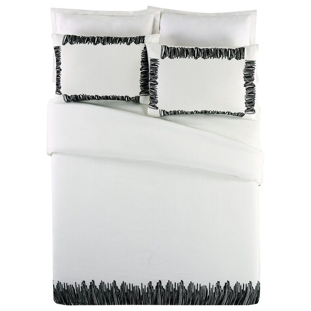 Peking Handicraft Ligne 3-Piece Queen Duvet Set in Cream, , large