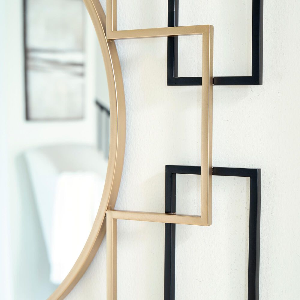 Ashley Oceanal Accent Wall Mirror in Black and Gold, , large
