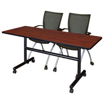 Regency Global Sourcing 3-Piece Mobile Training Table Set in Cherry/Black/Silver, , large