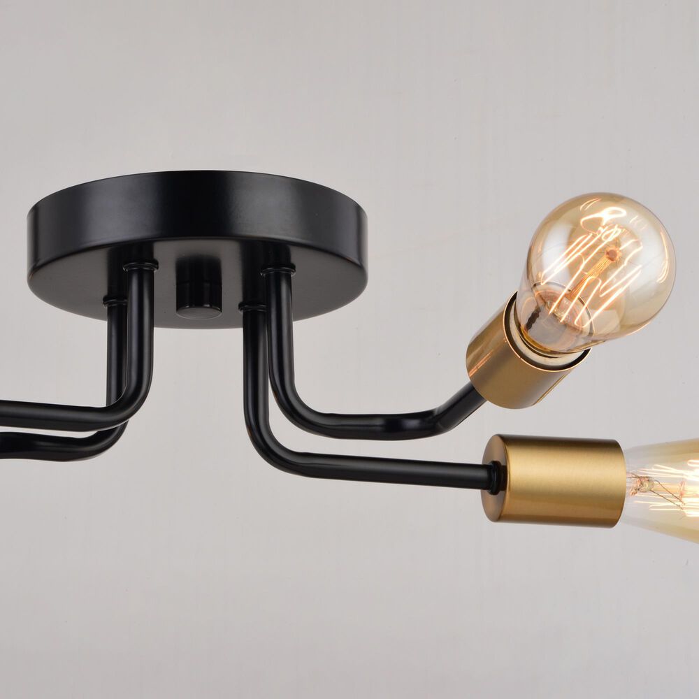 Vaxcel Rhine 4-Light Semi Flush Mount in Matte Black and Natural Brass, , large
