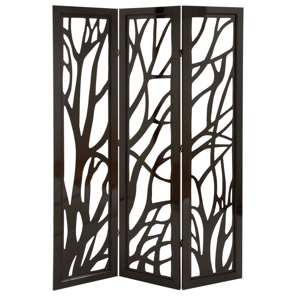 Maple and Jade 72" Eclectic Wood Room Divider Screen in Black, , large