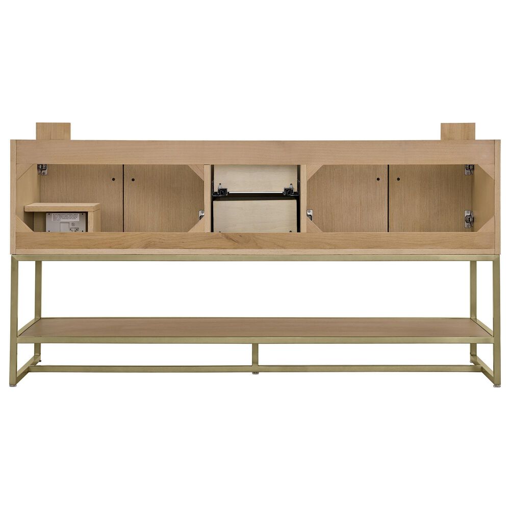 37B Mauri 60" Double Bathroom Vanity with Metal Base in Warm Oak with High-Profile 4" White Composite Stone Top, , large