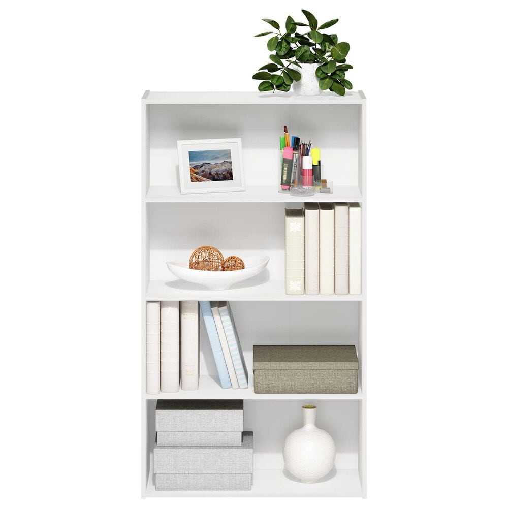 HOMLUX 4-Tier Open Shelf Bookcase in White, , large
