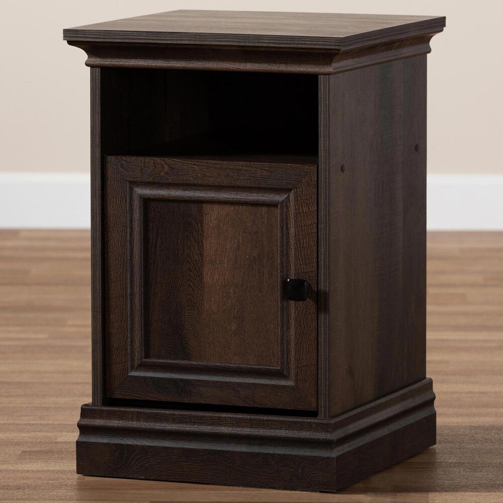 Baxton Studio Nolan 1-Door Nightstand in Brown/Black, , large